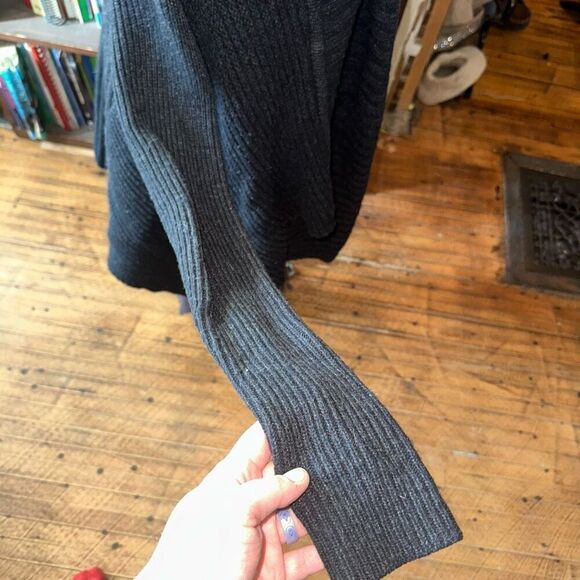 Allsaints cozy alpaca wool blend drape front charcoal sweater - Picture 2 of 5